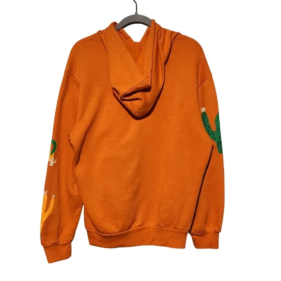 MTV Cactus Print Hoodie Unisex Small Orange Retro Graphic Pullover - Picture 7 of 13